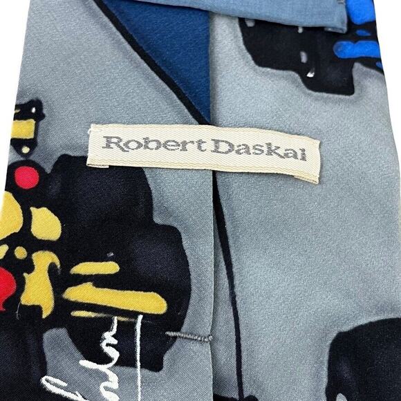 Robert Daskal Hand Painted Hand Sewn Signed Neck Tie Car Racing 100% Silk - Picture 16 of 16